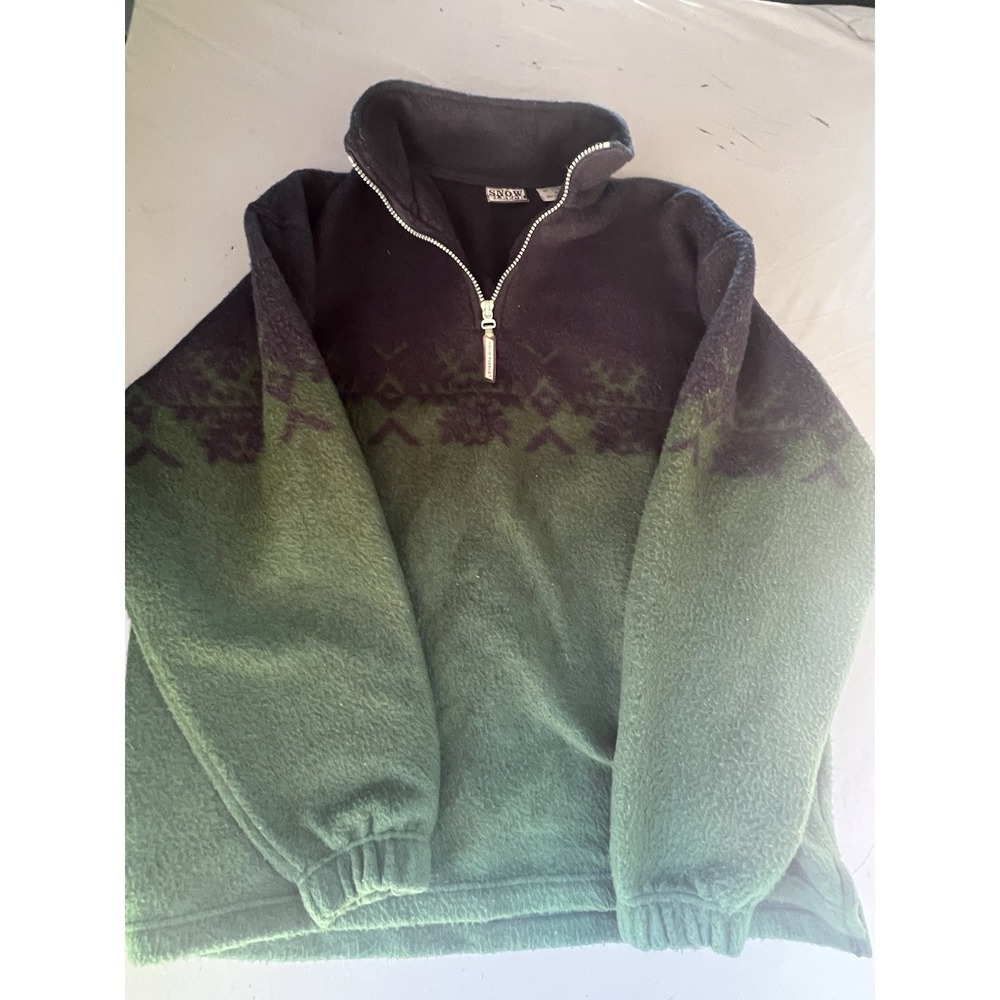 Vintage‎ Snow Fleece Bugle Boy Sweater Aztec Pattern Green Black Medium